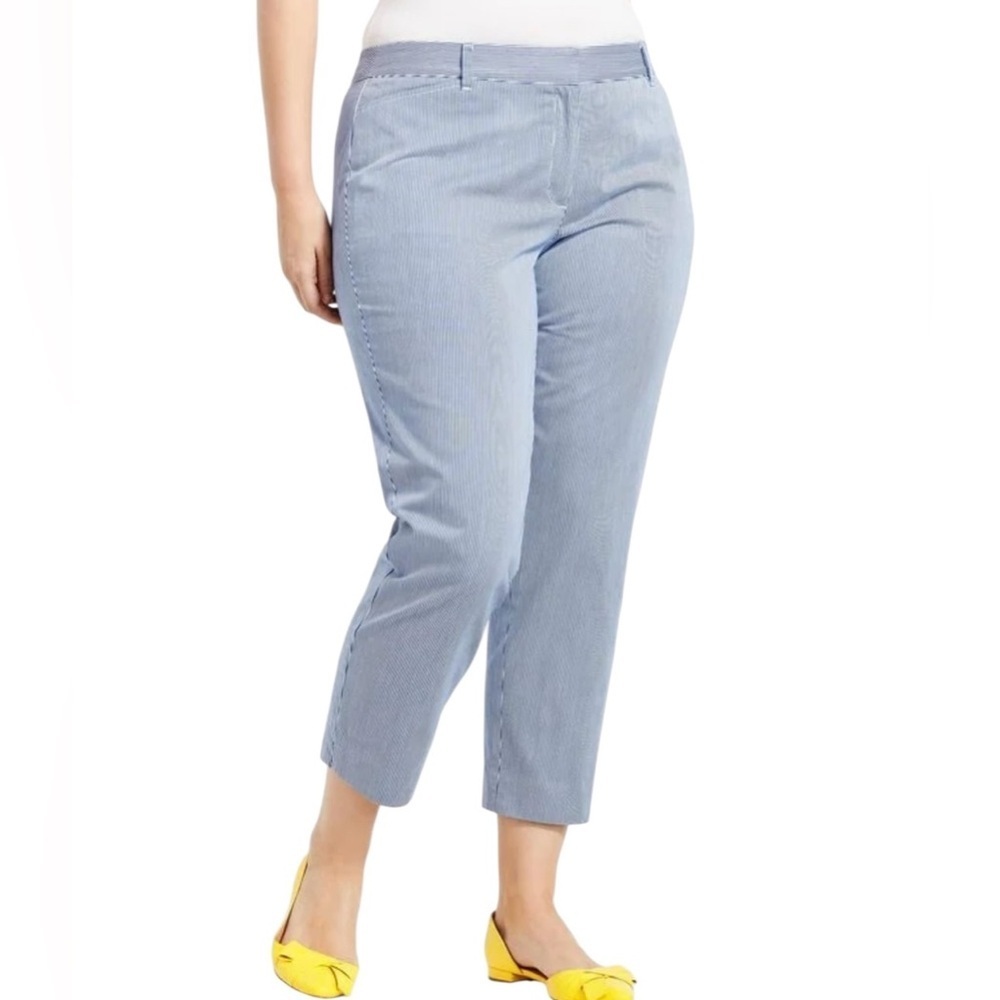 NFS Talbots The Perfect Crop Pant Blue white stripe Womens 16W